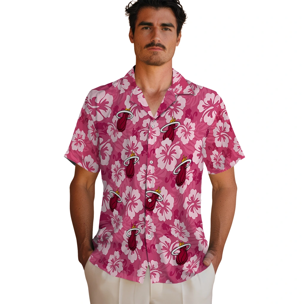 Miami Heat Hawaiian Shirt - Hibiscus Cluster miami heat hibiscus cluster red hawaiian shirts fashion forward