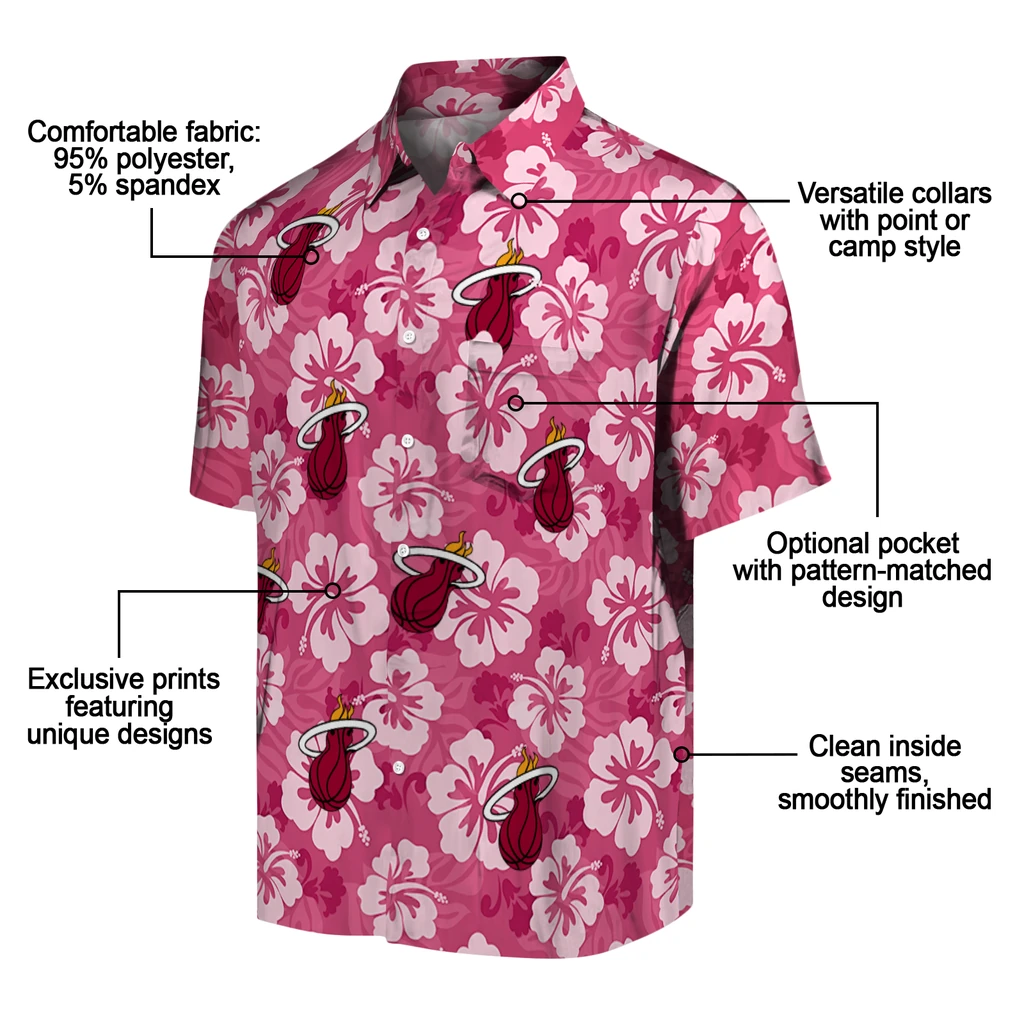 Miami Heat Hawaiian Shirt - Hibiscus Cluster miami heat hibiscus cluster red hawaiian shirts new arrival