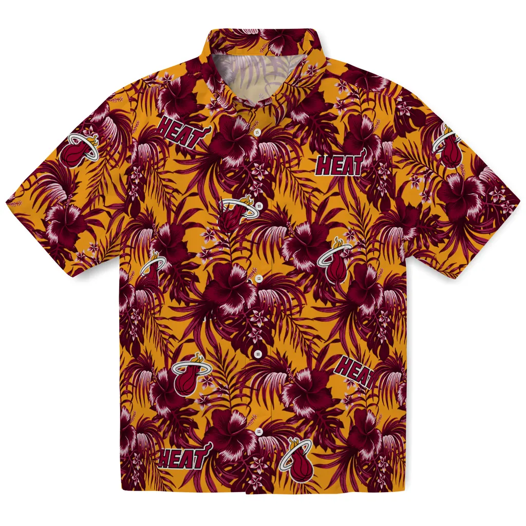 Miami Heat Hawaiian Shirt - Hibiscus Exotic miami heat hibiscus exotic red hawaiian shirts best selling