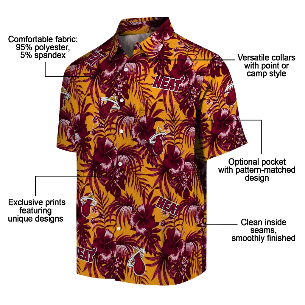 Miami Heat Hawaiian Shirt - Hibiscus Exotic miami heat hibiscus exotic red hawaiian shirts new arrival