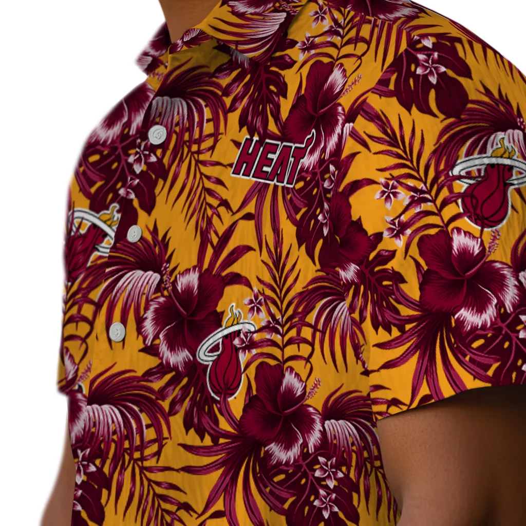 Miami Heat Hawaiian Shirt - Hibiscus Exotic miami heat hibiscus exotic red hawaiian shirts trendy