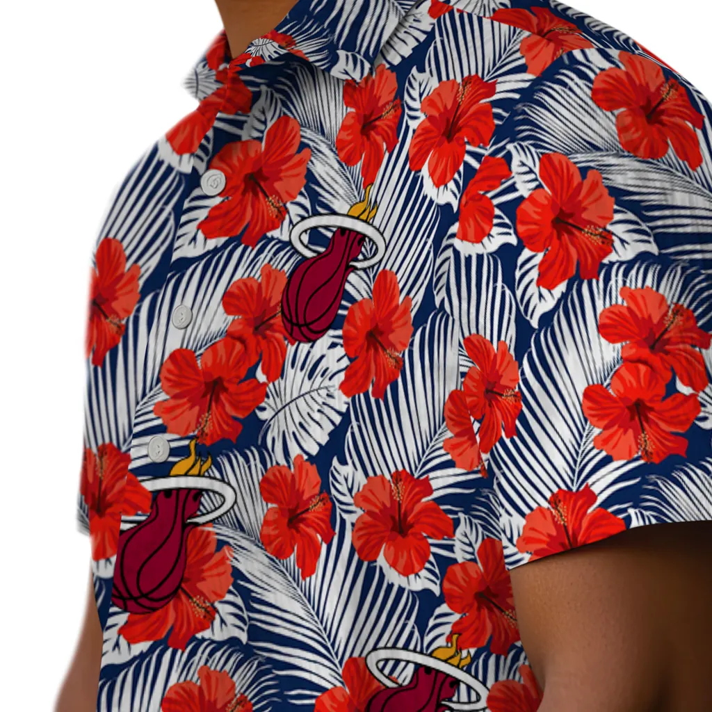 Miami Heat Hawaiian Shirt - Hibiscus Fiesta miami heat hibiscus fiesta red royal blue hawaiian shirts trendy