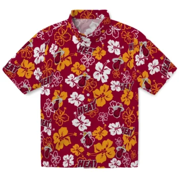 miami heat hibiscus bloom red hawaiian shirts best selling