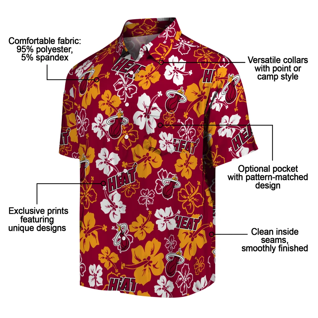 Miami Heat Hawaiian Shirt - Hibiscus Flower Design miami heat hibiscus bloom red hawaiian shirts new arrival