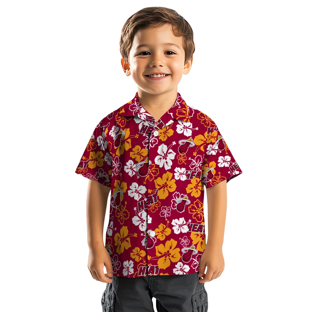 Miami Heat Hawaiian Shirt - Hibiscus Flower Design miami heat hibiscus bloom red hawaiian shirts top rated