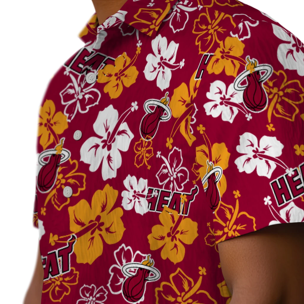 Miami Heat Hawaiian Shirt - Hibiscus Flower Design miami heat hibiscus bloom red hawaiian shirts trendy