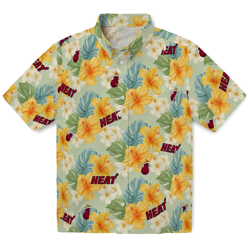 Miami Heat Hawaiian Shirt - Hibiscus Mood miami heat hibiscus mood pale lime yellow hawaiian shirts best selling