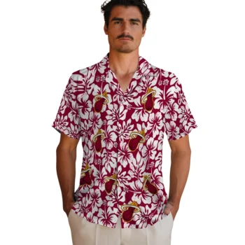 miami heat hibiscus motif red white hawaiian shirts fashion forward