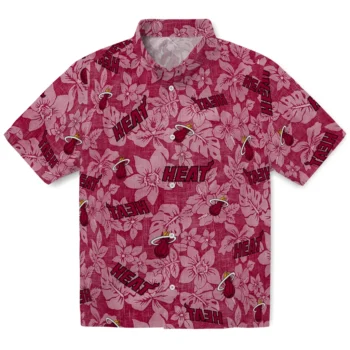 miami heat hibiscus oasis red hawaiian shirts best selling