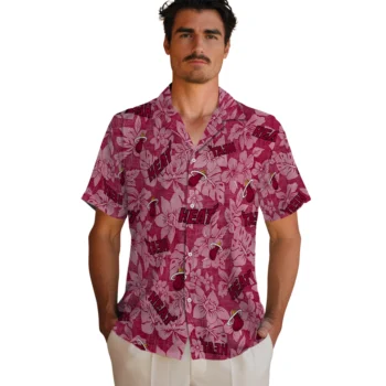 miami heat hibiscus oasis red hawaiian shirts fashion forward