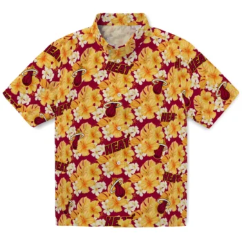 miami heat hibiscus tropics red yellow hawaiian shirts best selling