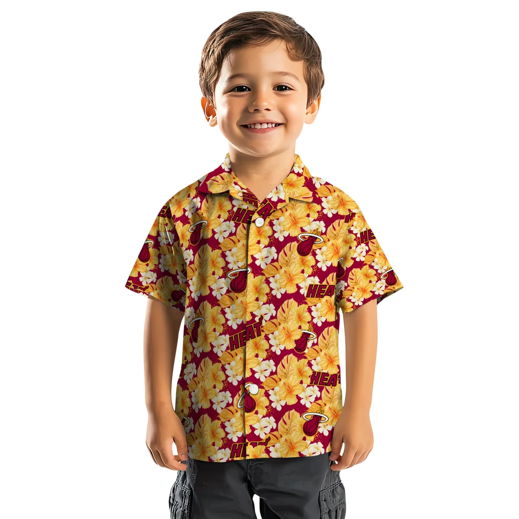 Miami Heat Hawaiian Shirt - Hibiscus Tropics miami heat hibiscus tropics red yellow hawaiian shirts top rated