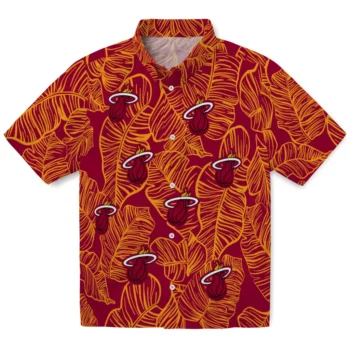 miami heat leaf outline red hawaiian shirts best selling