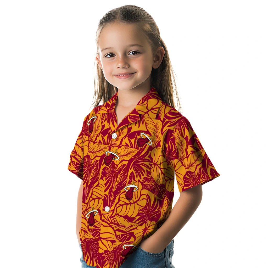 Miami Heat Hawaiian Shirt - Monstera Layer miami heat monstera layer red hawaiian shirts premium grade