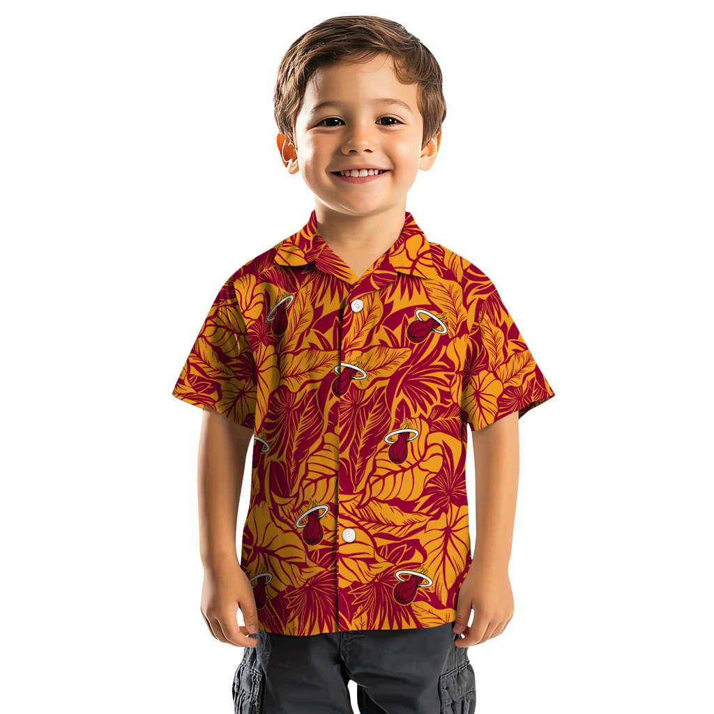 Miami Heat Hawaiian Shirt - Monstera Layer miami heat monstera layer red hawaiian shirts top rated