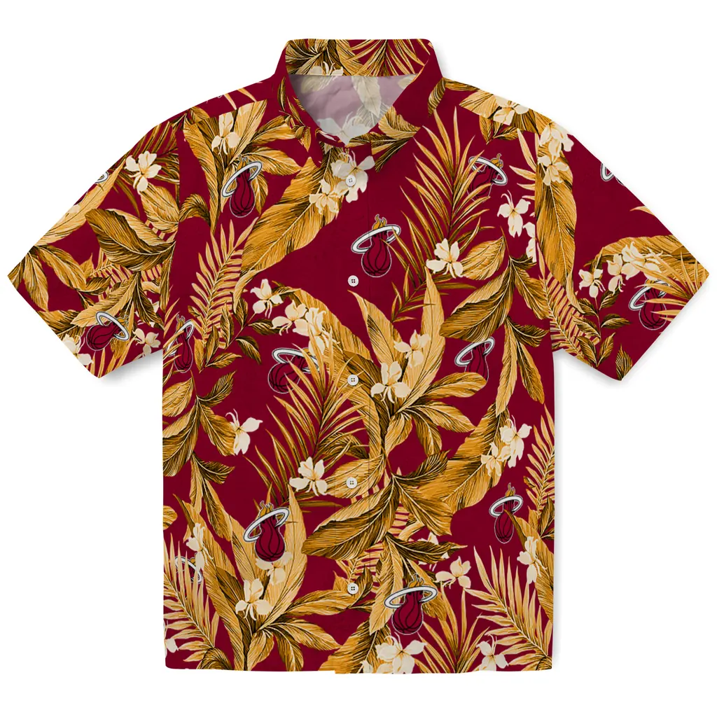 Miami Heat Hawaiian Shirt - Palm Leaves miami heat palm leaves red hawaiian shirts best selling
