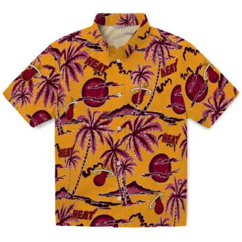miami heat palm sunset hawaiian shirts best selling