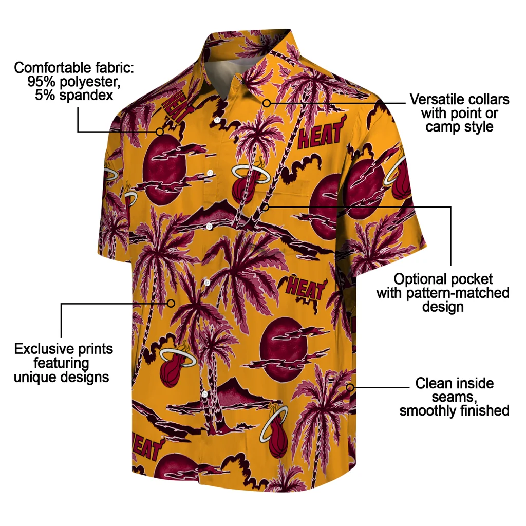 Miami Heat Hawaiian Shirt - Palm Sunset miami heat palm sunset hawaiian shirts new arrival