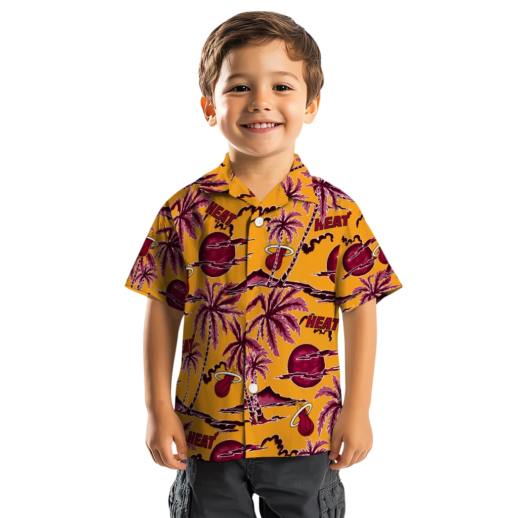 Miami Heat Hawaiian Shirt - Palm Sunset miami heat palm sunset hawaiian shirts top rated