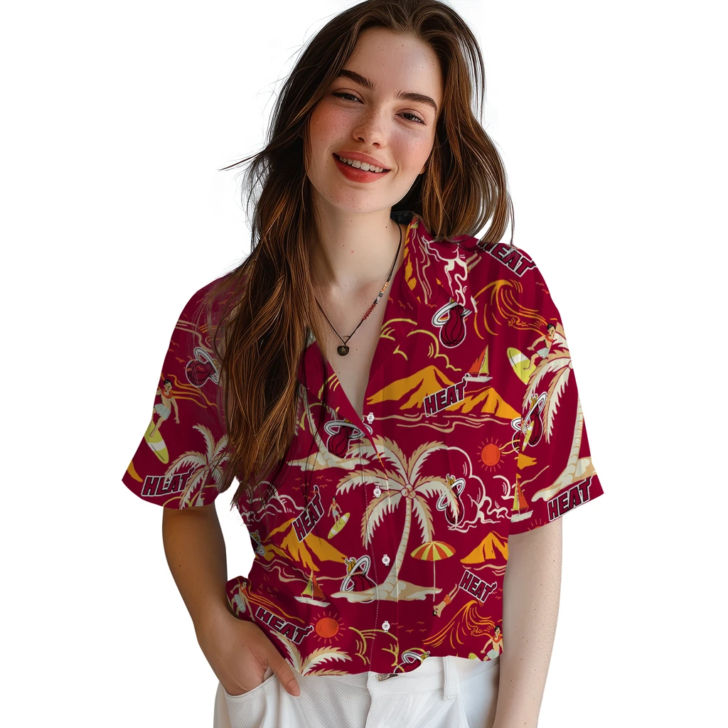 Miami Heat Hawaiian Shirt - Palm Tree Island miami heat palm tree island red hawaiian shirts latest model