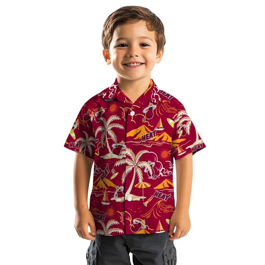 Miami Heat Hawaiian Shirt - Palm Tree Island miami heat palm tree island red hawaiian shirts top rated