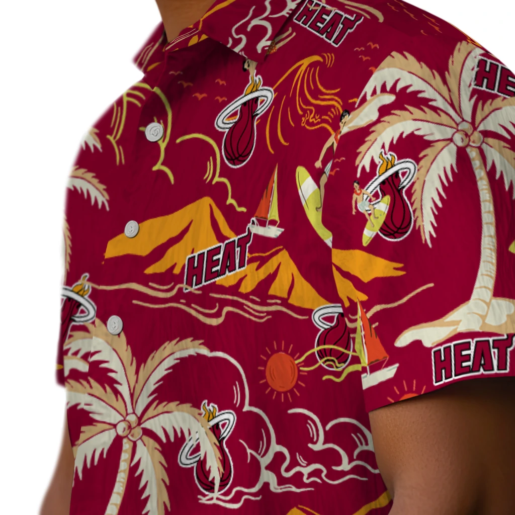 Miami Heat Hawaiian Shirt - Palm Tree Island miami heat palm tree island red hawaiian shirts trendy