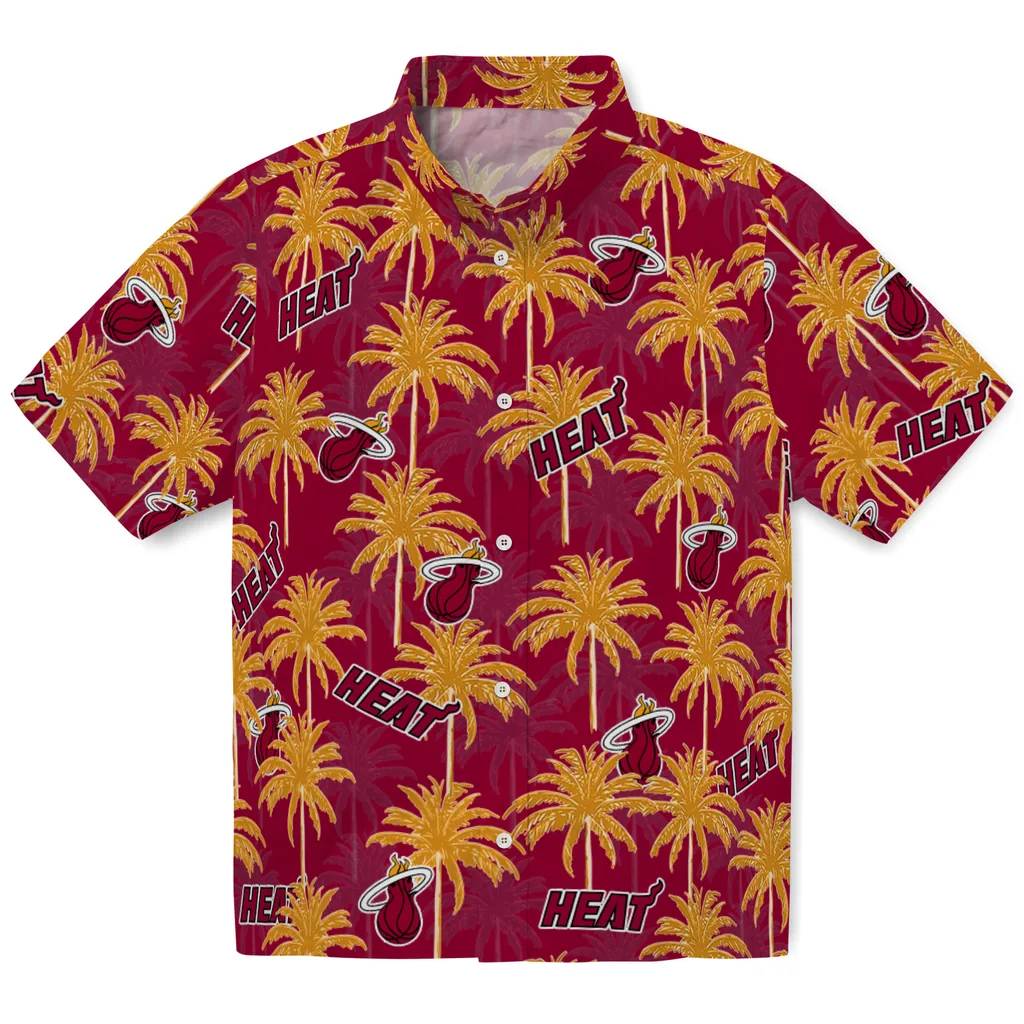 Miami Heat Hawaiian Shirt - Palm Tree Motif miami heat palm grove red hawaiian shirts best selling