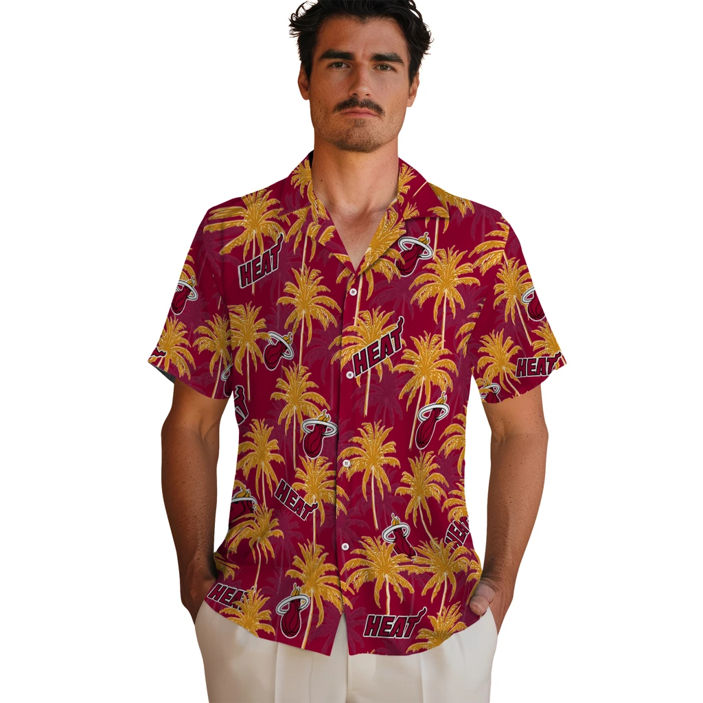 Miami Heat Hawaiian Shirt - Palm Tree Motif miami heat palm grove red hawaiian shirts fashion forward