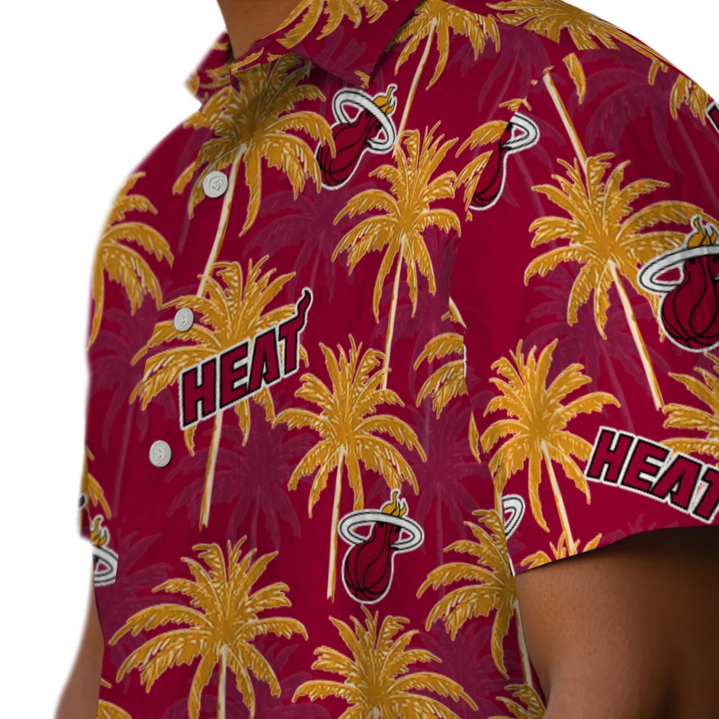 Miami Heat Hawaiian Shirt - Palm Tree Motif miami heat palm grove red hawaiian shirts trendy
