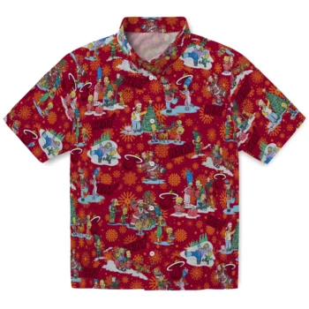 miami heat simpsons christmas red hawaiian shirts best selling