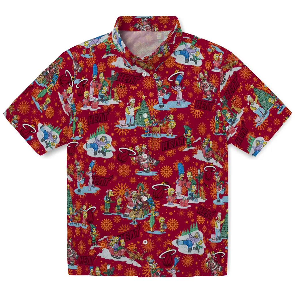 Miami Heat Hawaiian Shirt - Simpsons Christmas miami heat simpsons christmas red hawaiian shirts best selling