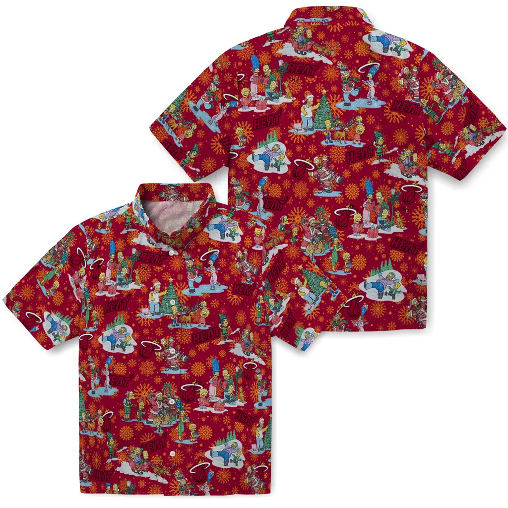 Miami Heat Hawaiian Shirt - Simpsons Christmas miami heat simpsons christmas red hawaiian shirts high quality