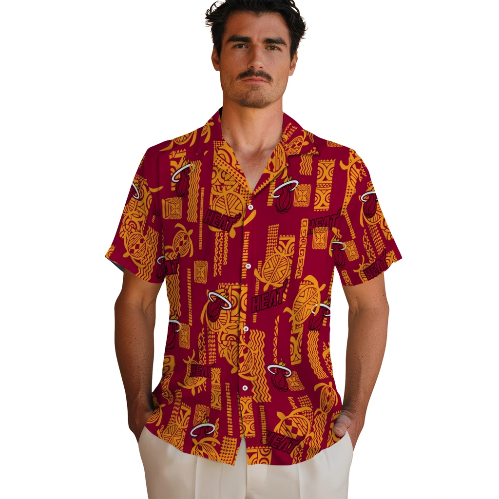 Miami Heat Hawaiian Shirt - Turtle Lines miami heat turtle lines red hawaiian shirts fashion forward