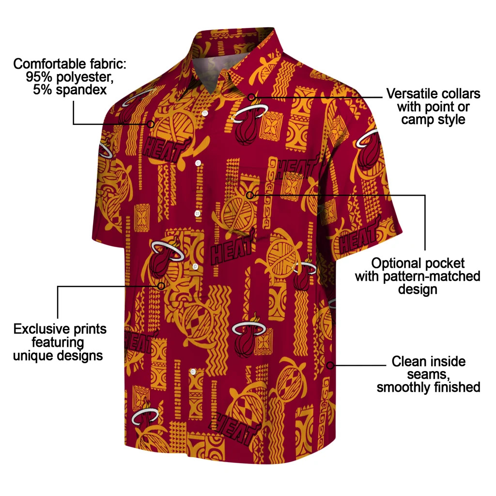 Miami Heat Hawaiian Shirt - Turtle Lines miami heat turtle lines red hawaiian shirts new arrival
