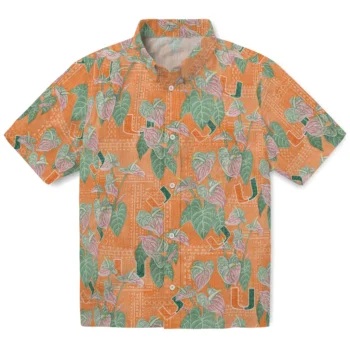 miami hurricanes anthurium overlay orange hawaiian shirts best selling
