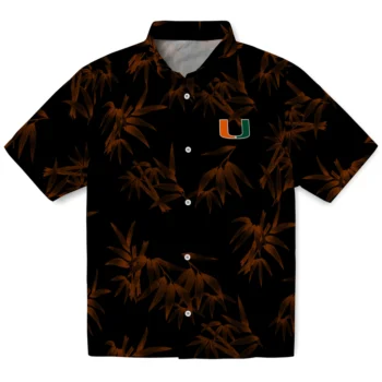 miami hurricanes bamboo branches orange black hawaiian shirts best selling