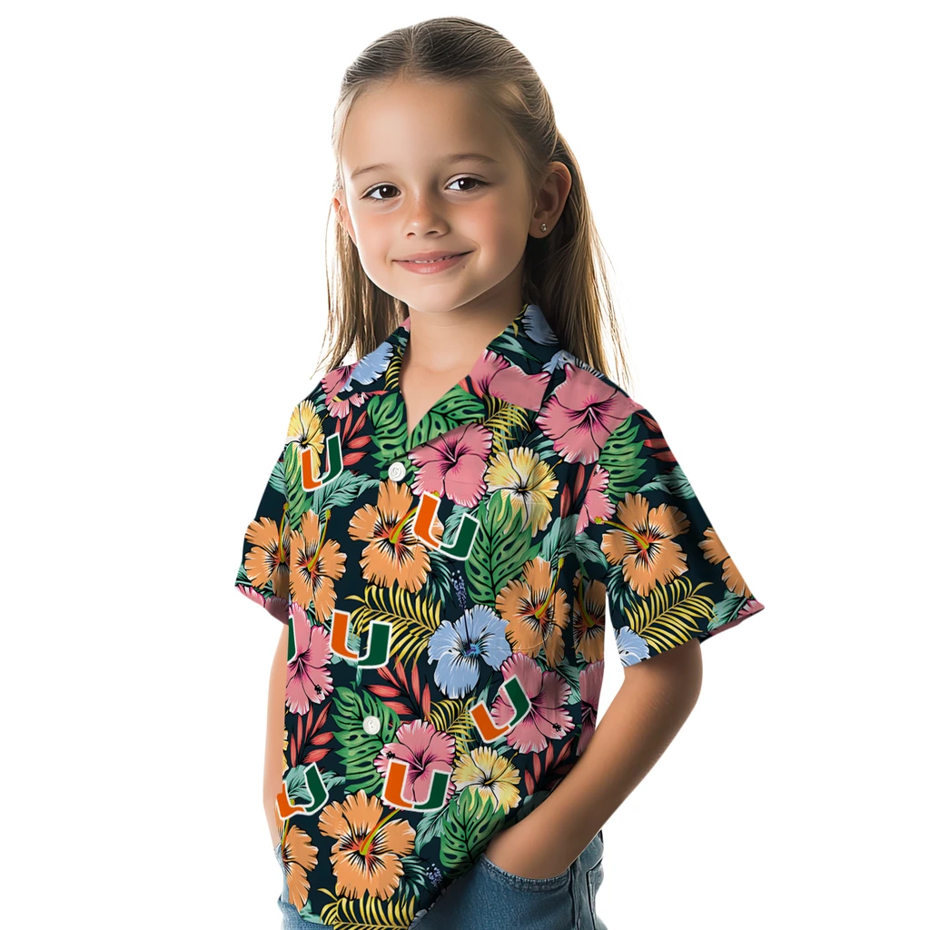 Miami Hurricanes Hawaiian Shirt - Brilliant Hibiscus Garden miami hurricanes brilliant hibiscus garden hawaiian shirts premium grade
