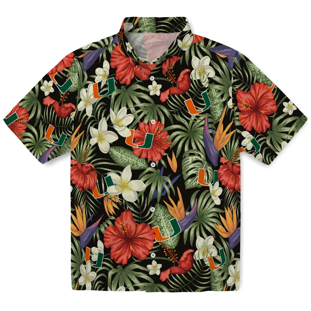 Miami Hurricanes Hawaiian Shirt - Hawaii Floral Hibiscus miami hurricanes hibiscus bird hawaiian shirts best selling