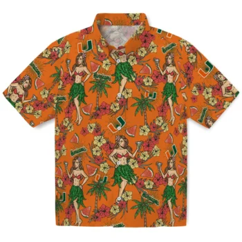 miami hurricanes hawaiian girls design orange hawaiian shirts best selling