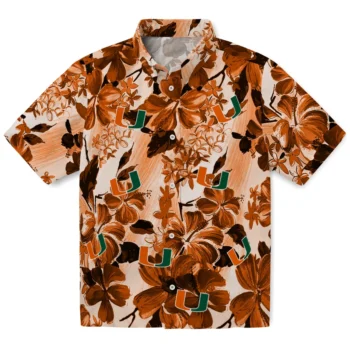 miami hurricanes hibiscus arrangement orange hawaiian shirts best selling