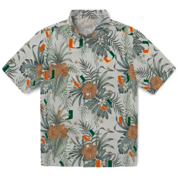 miami hurricanes hibiscus designs beige hawaiian shirts best selling