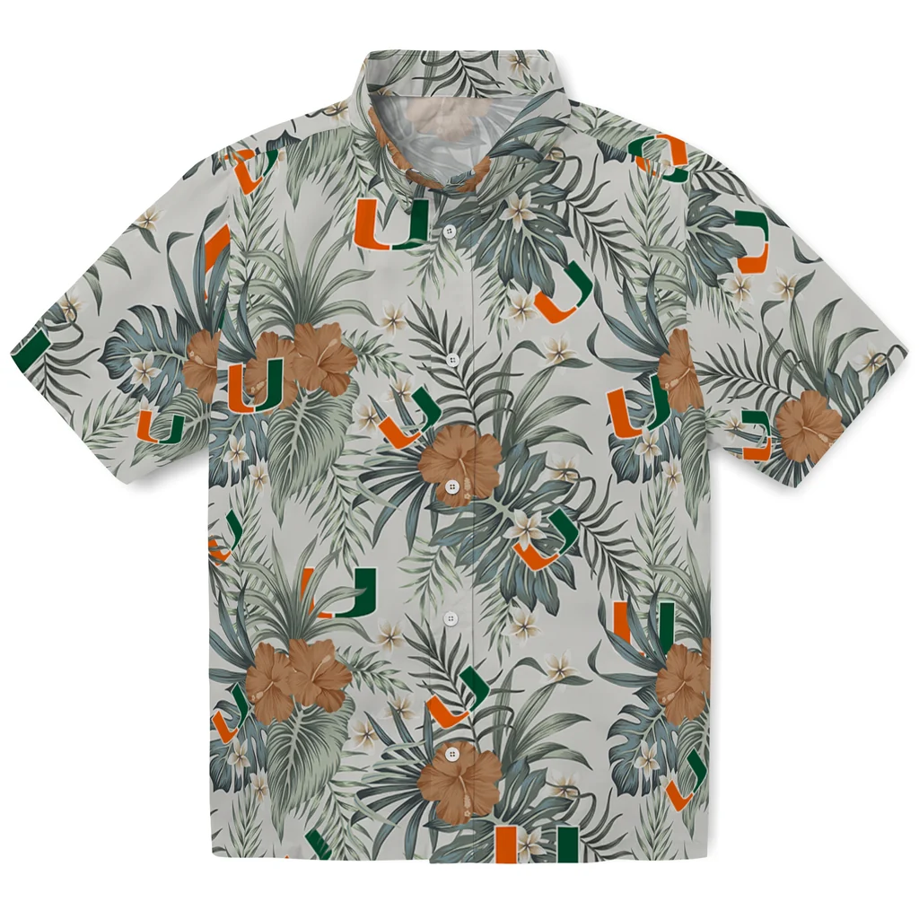 Miami Hurricanes Hawaiian Shirt - Hibiscus Designs miami hurricanes hibiscus designs beige hawaiian shirts best selling