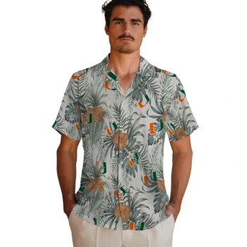 miami hurricanes hibiscus designs beige hawaiian shirts fashion forward