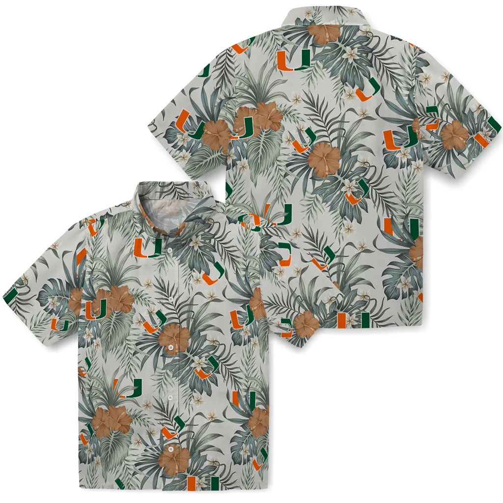 Miami Hurricanes Hawaiian Shirt - Hibiscus Designs miami hurricanes hibiscus designs beige hawaiian shirts high quality