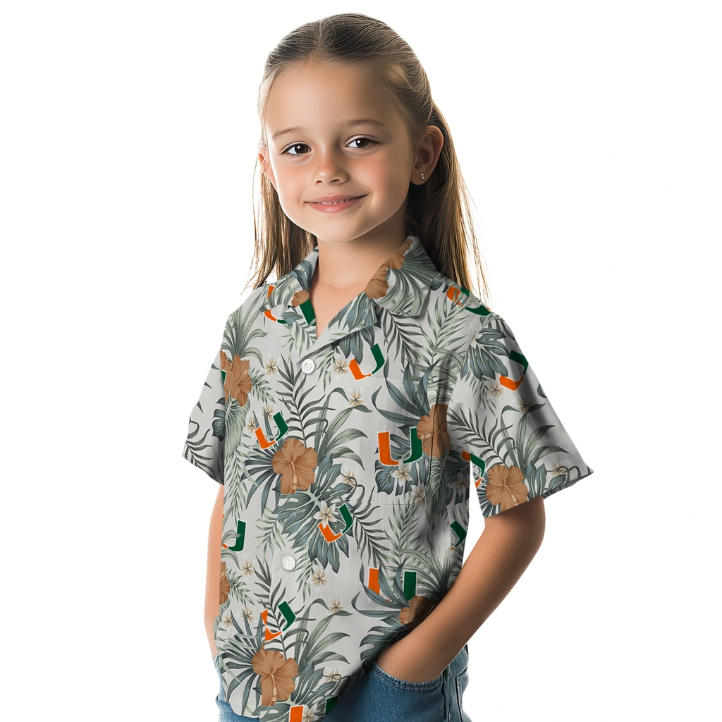 Miami Hurricanes Hawaiian Shirt - Hibiscus Designs miami hurricanes hibiscus designs beige hawaiian shirts premium grade