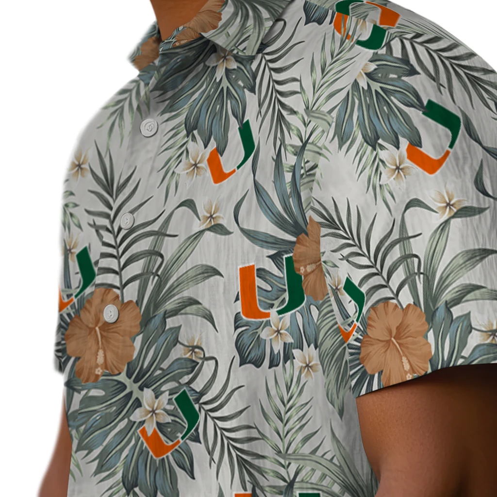 Miami Hurricanes Hawaiian Shirt - Hibiscus Designs miami hurricanes hibiscus designs beige hawaiian shirts trendy