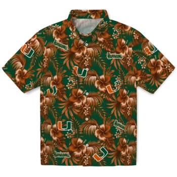 miami hurricanes hibiscus exotic orange hawaiian shirts best selling