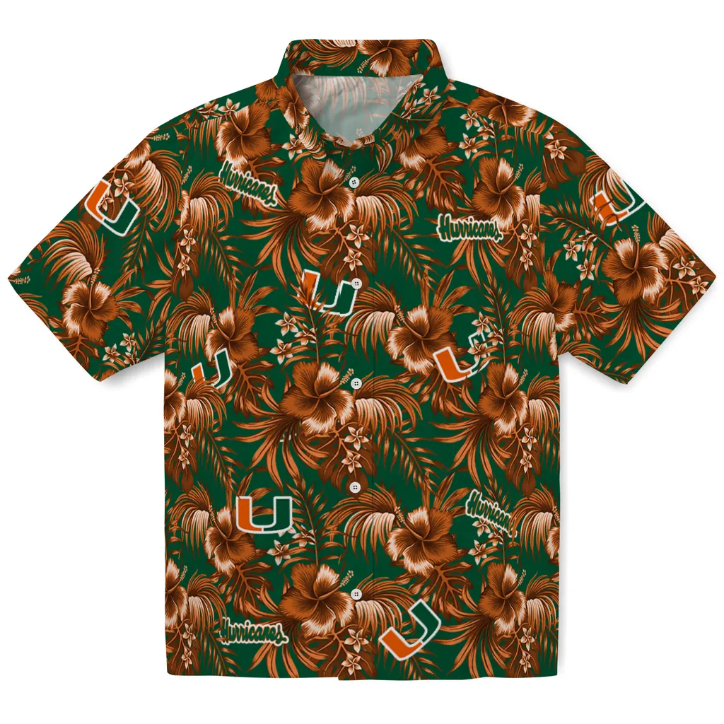 Miami Hurricanes Hawaiian Shirt - Hibiscus Exotic miami hurricanes hibiscus exotic orange hawaiian shirts best selling