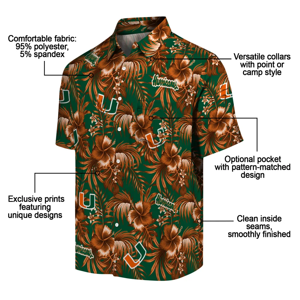 Miami Hurricanes Hawaiian Shirt - Hibiscus Exotic miami hurricanes hibiscus exotic orange hawaiian shirts new arrival