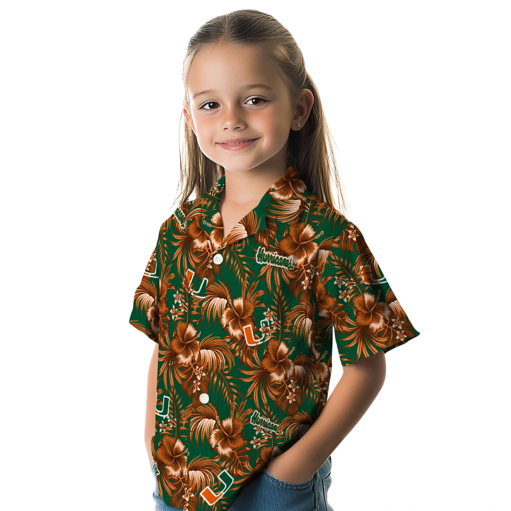 Miami Hurricanes Hawaiian Shirt - Hibiscus Exotic miami hurricanes hibiscus exotic orange hawaiian shirts premium grade